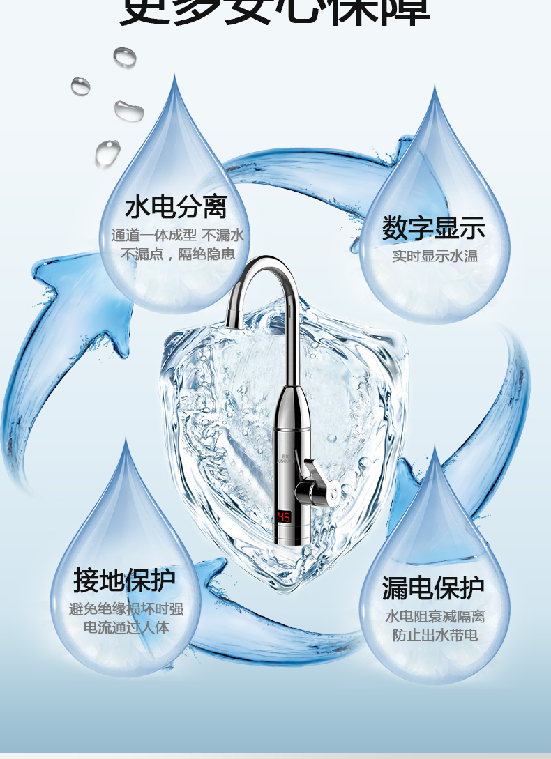 Junquan vòi nước nóng điện kỹ thuật số hiển thị ngay lập tức nhà bếp nhanh chóng sưởi ấm điện nước nóng vòi bếp dưới nước - Máy đun nước máy nước nóng beko