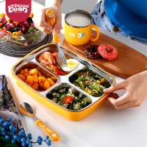 Kids Plate Bowl Split Pupil Tableware Set Portable 304 Stainless Steel Lunch Box Kindergarten