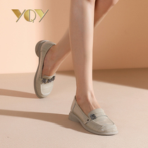 Womens shoes 2021 new autumn shoes comfortable round shoes soft soles shoes a pedal flat bottom deep mouth single shoes women