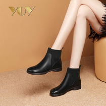 Flat shoes women Martin boots 2021 New Round Head shoes thick heel soft leather boots spring and autumn Chelsea short boots women