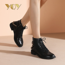 Thick-soled boots fashion Martin boots female 2021 Autumn New thick heel flat English style small leather boots leather boots