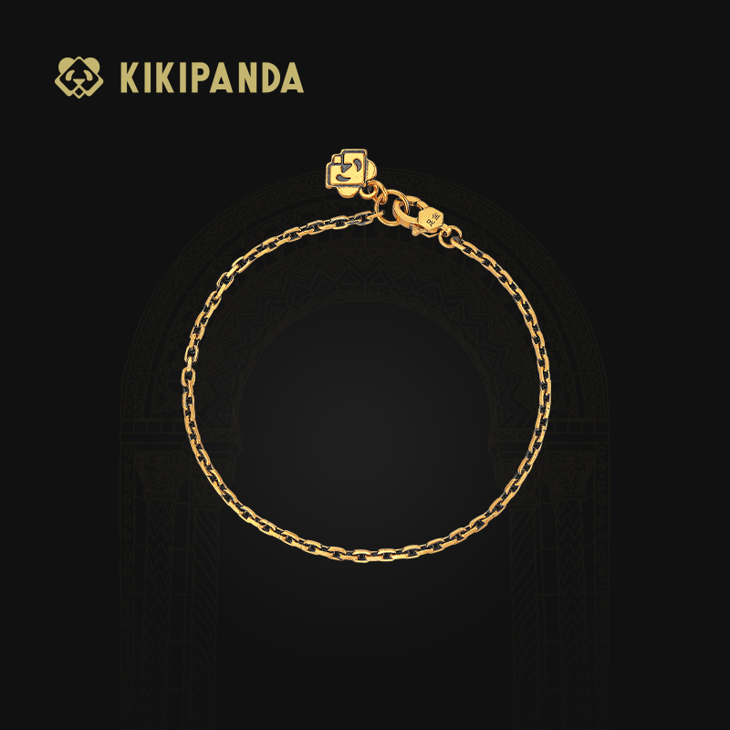 Kikipanda Qiqi Jewelry Black Gold Bracelet for Women, Pure Gold 999 Bracelet, Small Chain, Vintage Original Design