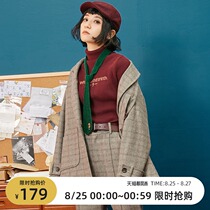  omont egg tarts loose and wild retro suit collar wool coat female student short coat autumn and winter