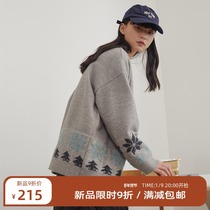 No. 9 20 oclock 9fold retro horn buckle wool sweater cardigan womens winter thick lazy knitwear jacket