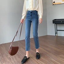 SANDRO MOCOLONI Straight Drum Jeans Women 2022 Spring Autumn Dress New High Waist Display Slim Smoke Tubes Pants