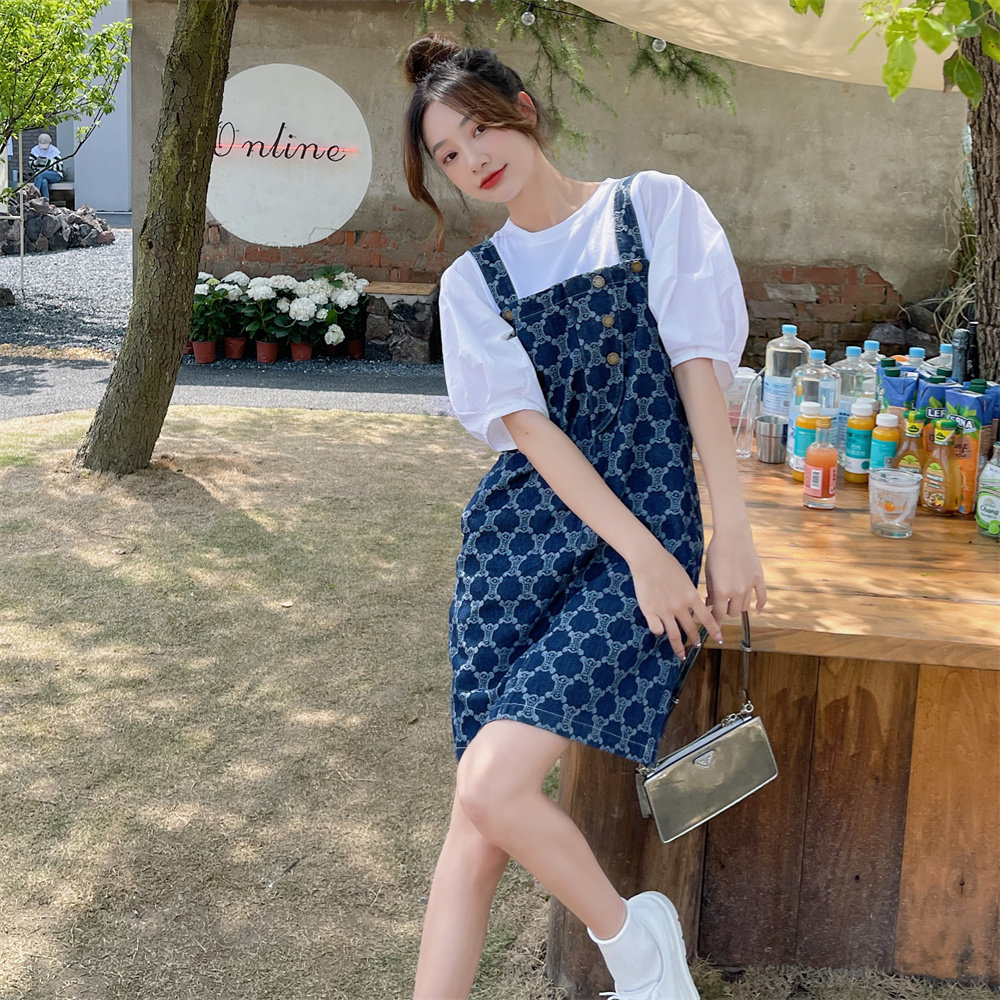 Sandro Moscoloni denim suspender skirt 2023 summer new design sense of thin French two-piece suit