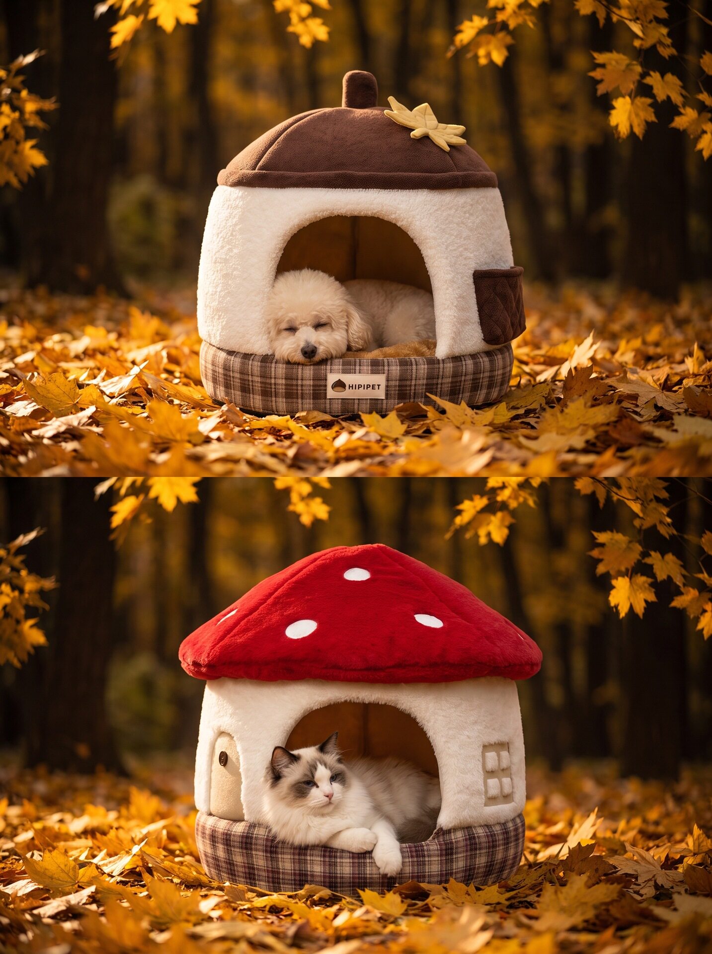 Dog House Autumn and Winter New Model Chestnut Puppy House Warm Semi-Enclosed Safe Cat House Cat House Pet House