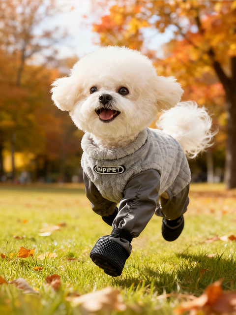 Dog Dust-Proof Pants for Small Dogs, Waterproof and Dirt-Proof Shoe Covers for Walking Dogs, Autumn and Winter Warm Clothing with Leash Attachment