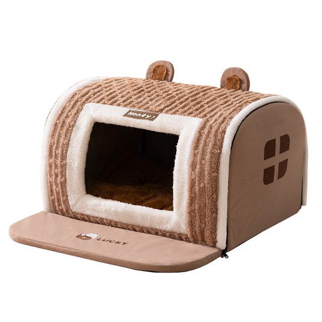 Closed Warm and Windproof Dog House, Large Space Dog House, Shiba Inu Golden Retriever Dog House, Pet Cat House, Removable and Washable Dog Bed