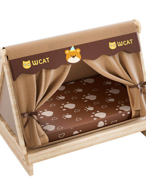 All-Season Solid Wood Dog House for Small Dogs, Bichon Frise, Secure Dog Bed, Tent House, Pet House, Removable and Washable, Cat House