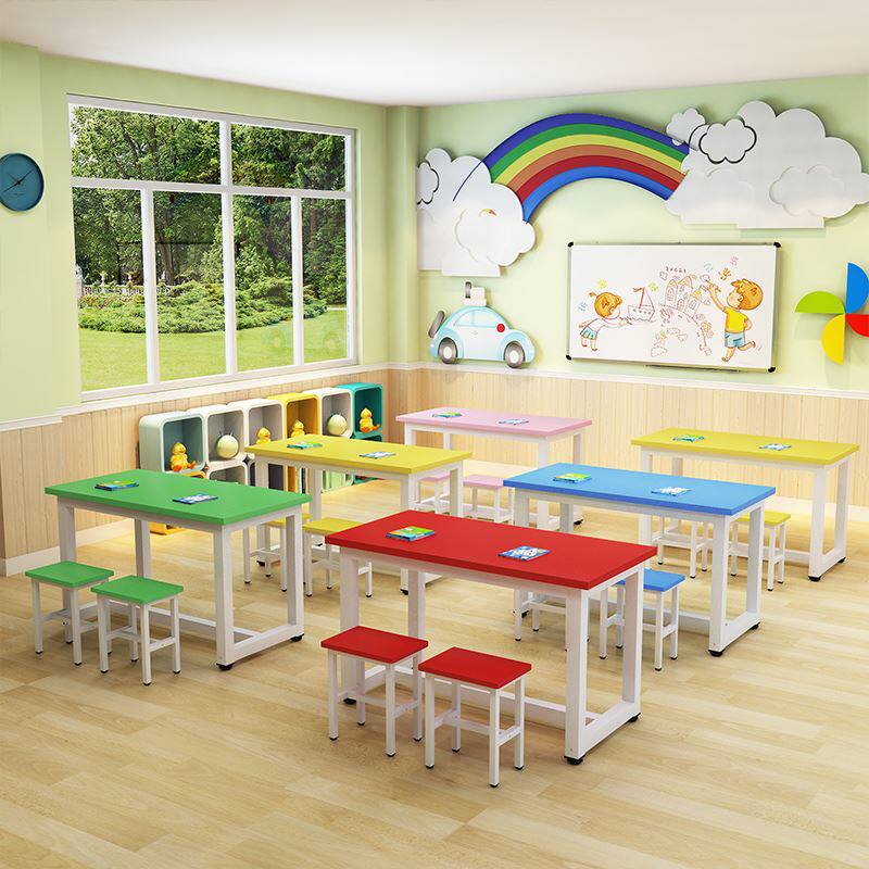 Kindergarten preschool table and chairs table rectangles do handmade table education institutions training fine art drawing