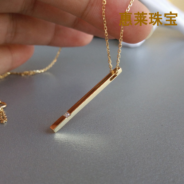 Wylei jewelry 18K gold is a simple long pendant necklace natural diamond princess Xiaoxing Penging