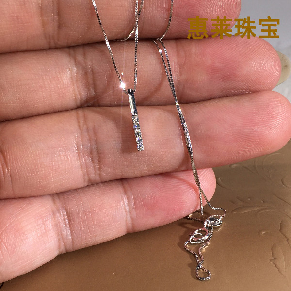 18k gold natural diamond one word simple fashion ladies pendant light luxury ins trendy female clavicle chain box chain