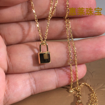 18k gold lock pendant Plain gold heart lock fashion ins personality trend women wear trend