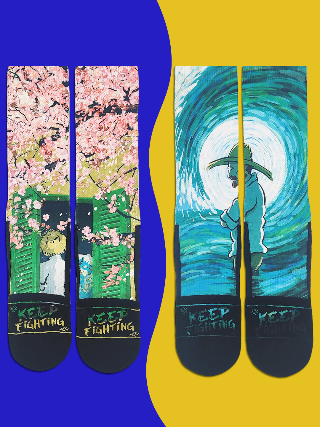 Niche artistic trend Van Gogh's famous oil painting socks designer creative literary print towel bottom mid-tube socks