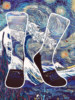 Niche artistic trend Van Gogh's famous oil painting socks designer creative literary print towel bottom mid-tube socks