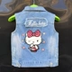 Quần áo trẻ em 2018 cho bé gái denim vest mới bé gái denim vest hoạt hình bé gái mặc 2-8 tuổi