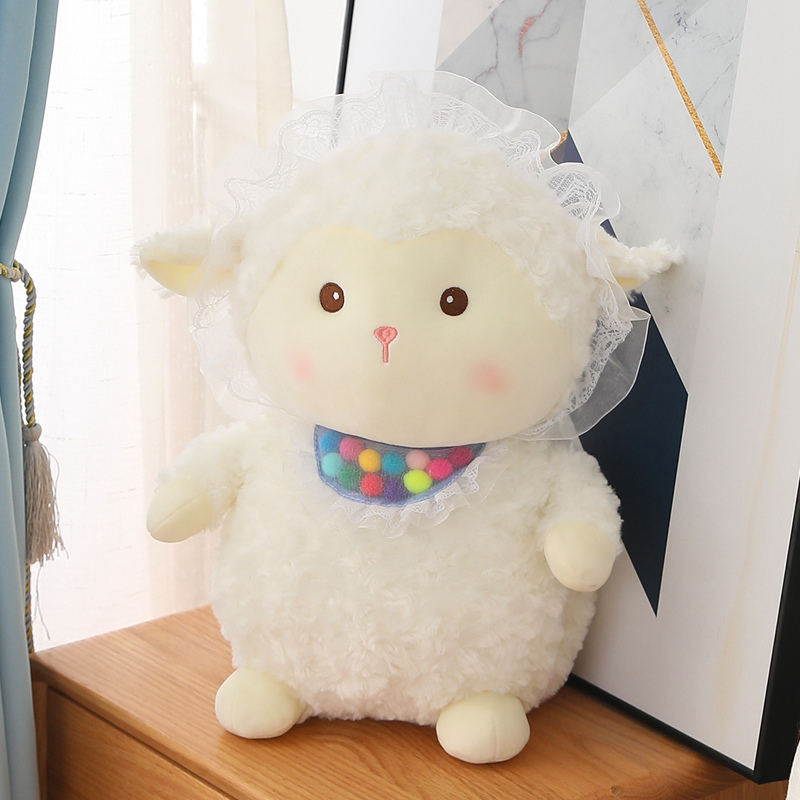 Lovely sheep interfere with a plush toy doll sleeping and holding bed on dolls doll birthday present