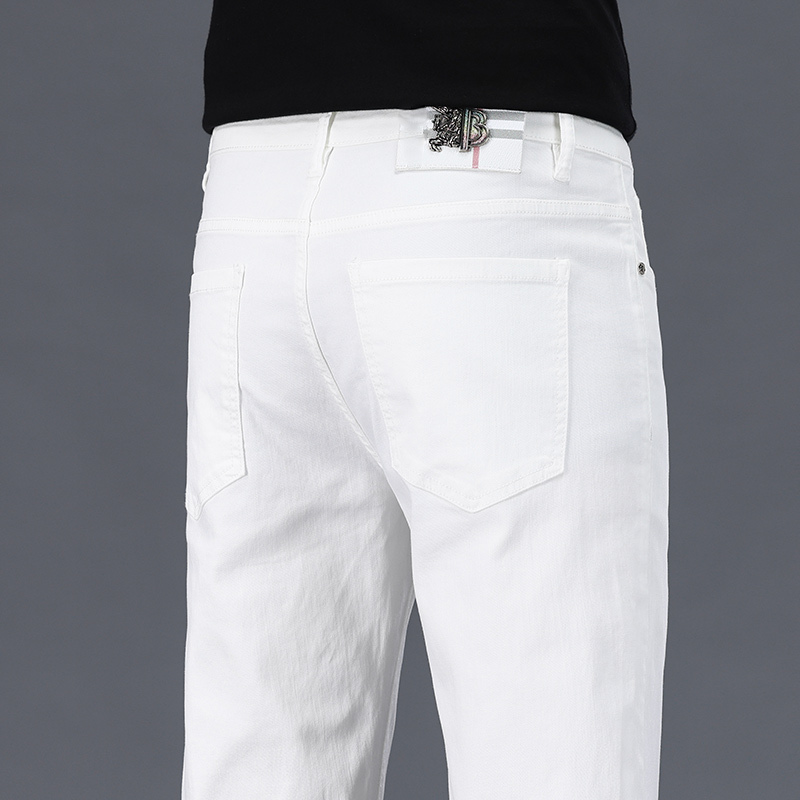 Fengfan Paul 2026 Summer New Pure Cotton Denim Shorts for Men, High-End White 6/7 Length Pants, Genuine Store Product