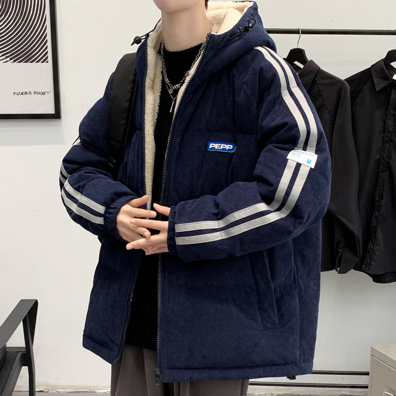 羊羔绒棉衣外套男士秋冬季加绒连帽灯芯绒晋江羽绒棉服保暖棉袄子 4