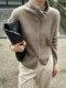 Autumn high-neck cardigan women's pure cashmere sweater European high-end loose thick line thickened autumn and winter base sweater jacket
