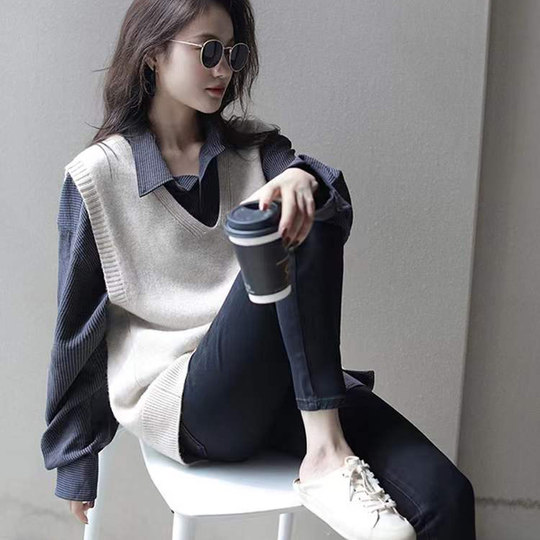 秋装新款针织马甲女高端100纯山羊绒V领叠穿无袖毛衣背心气质坎肩