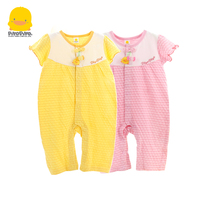 Yellow duckling baby girl birth baby clothes summer dress pure cotton soft thin hackdress crawl