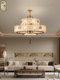 Song-Style Aesthetic Chandelier, All-Copper Living Room Lamp, Enamel-Colored Dining Room Lamp, High-End New Chinese-Style Villa Duplex Main Lamp