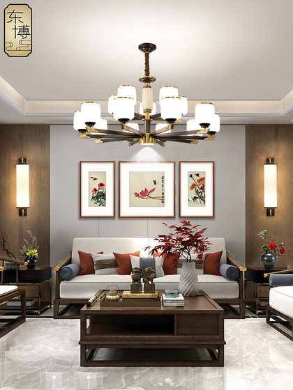 New Chinese-Style Chandelier, All-Copper Living Room Lamp, Simple and Luxurious Dining Room Lamp, Bedroom Lamp, High-End and Elegant Chinese-Style Lighting Fixtures