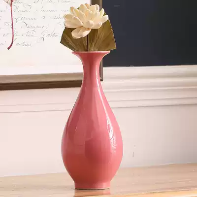 Jingdezhen ceramic pink antique vase flower modern simple home accessories craft living room ornaments