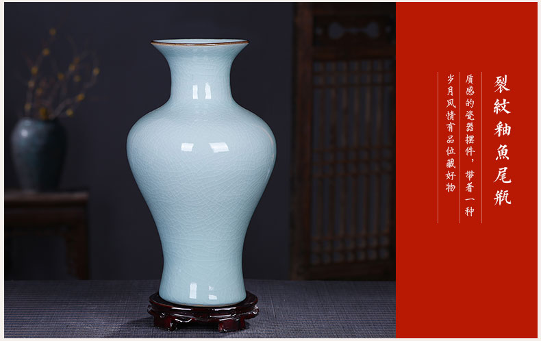 Jingdezhen ceramics antique vase shadow blue glaze up crack sitting room home decoration handicraft decoration furnishing articles