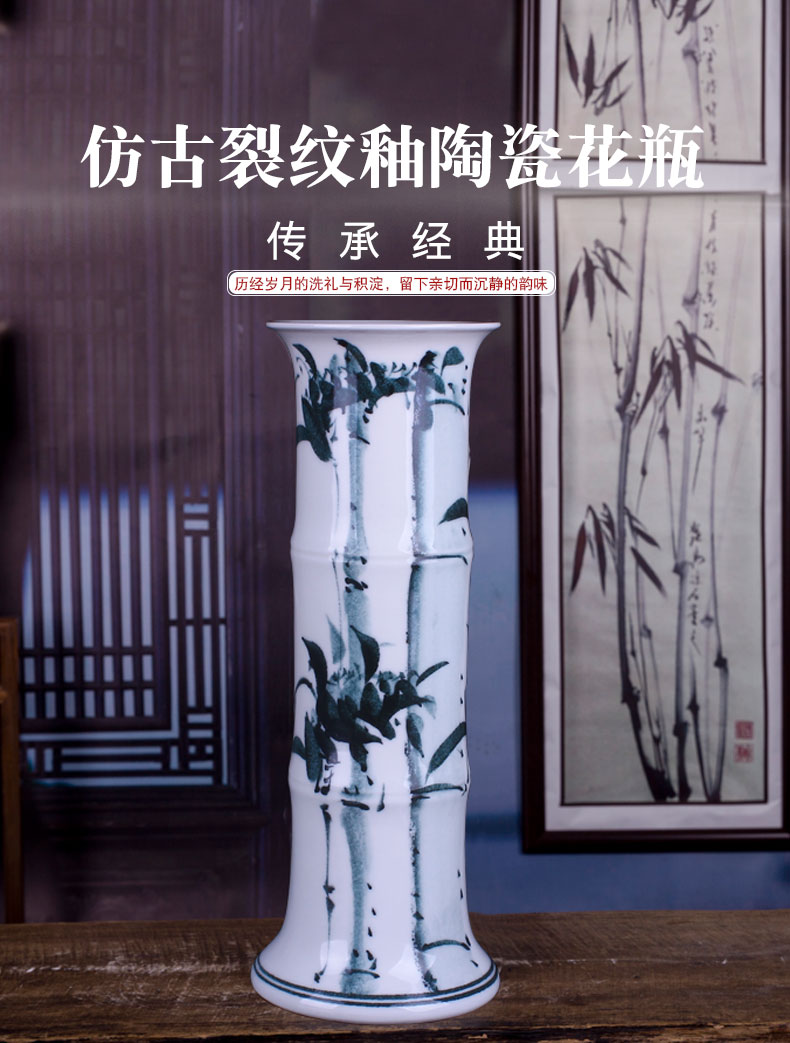 Jingdezhen ceramic lucky bamboo vase large landing hydroponic flower arrangement of I and contracted sitting room adornment porcelain furnishing articles