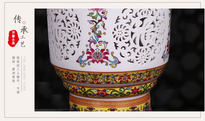 Jingdezhen ceramics hollowed famille rose porcelain vase archaize contracted sitting room home fashion accessory products furnishing articles