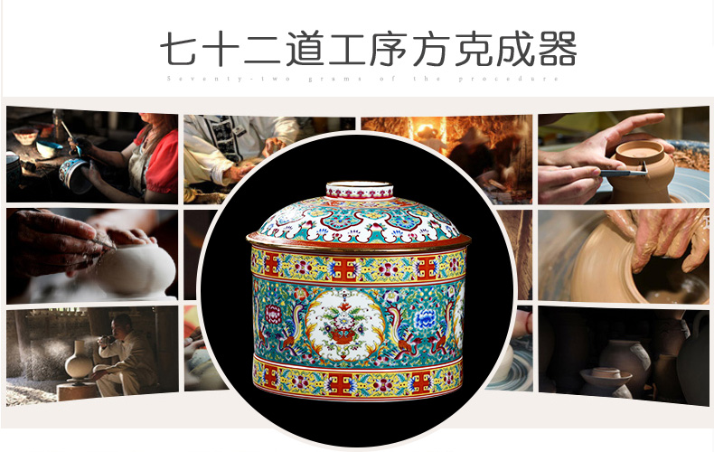 Jingdezhen ceramics pastel colored enamel handpainted large caddy fixings puer tea cake storage tank tea boxes