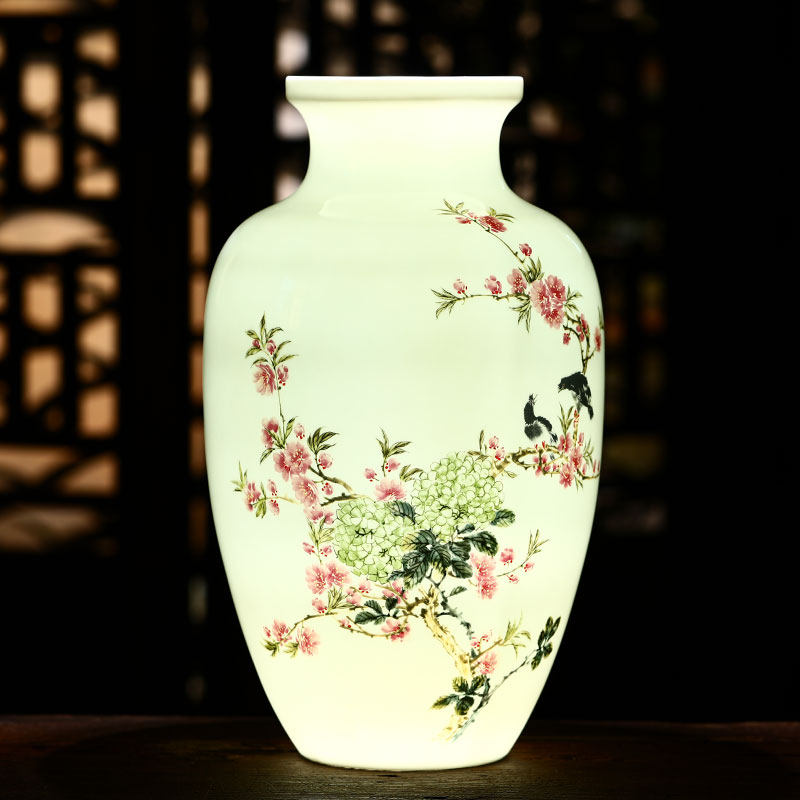 Jingdezhen Ceramic Handdrawn Painting Vase Chinese Living Room Fitting Flower Bottle Bottle Decoration