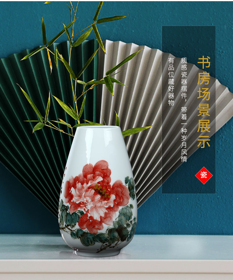 Jingdezhen ceramics hand - made Chinese vase peony lotus flower arranging home decoration wine crafts are sitting room