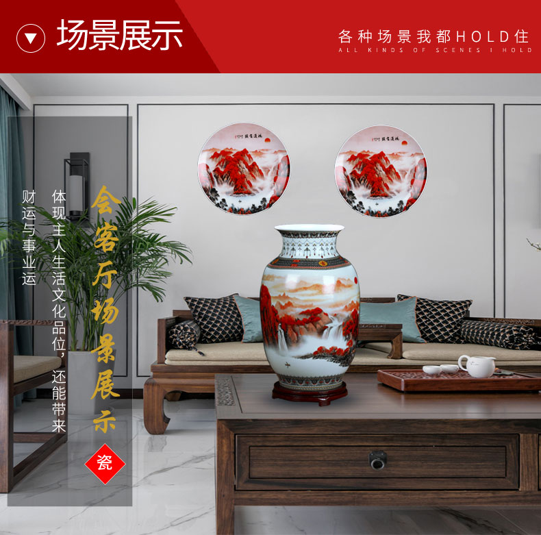 Much luck, jingdezhen ceramics flower vase rich ancient frame of Chinese style household adornment handicraft furnishing articles in the living room