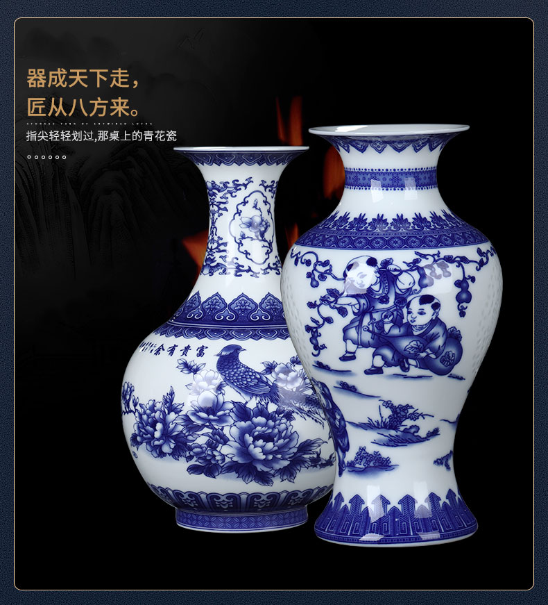 Jingdezhen ceramics vase furnishing articles, the sitting room is blue and white and exquisite ipads China Chinese flower arranging rich ancient frame craft ornaments