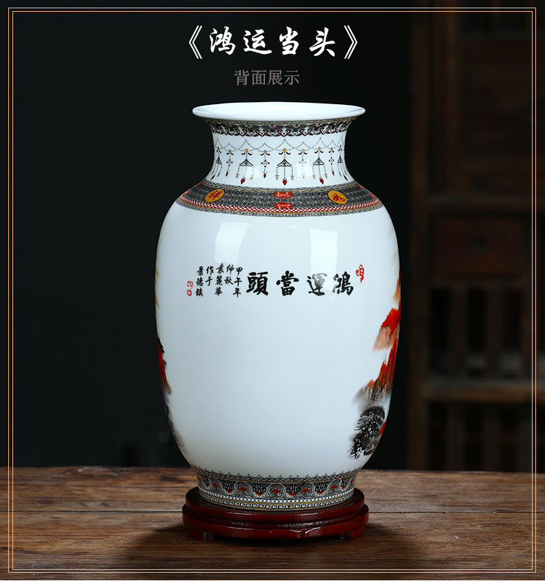 Much luck, jingdezhen ceramics flower vase rich ancient frame of Chinese style household adornment handicraft furnishing articles in the living room