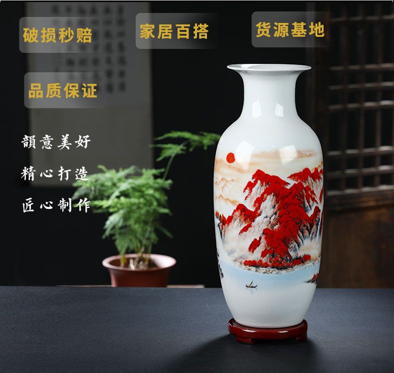 Luck, three - piece ceramic vase of jingdezhen porcelain decorative furnishing articles study wine TV ark, arts and crafts