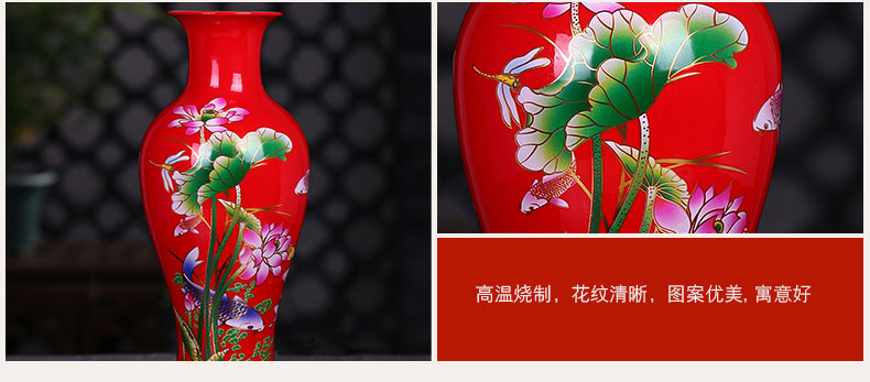 Jingdezhen ceramics China red every year for wining a three - piece vases, hang dish sitting room home furnishing articles