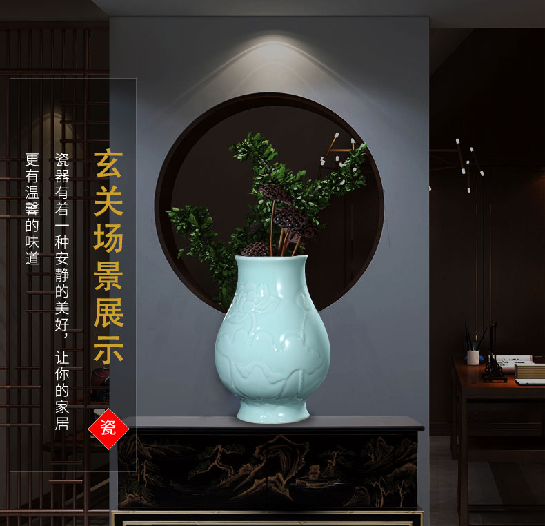 Jingdezhen ceramic antique shadow blue glaze ears vase Chinese style restoring ancient ways is the sitting room porch decoration rich ancient frame furnishing articles