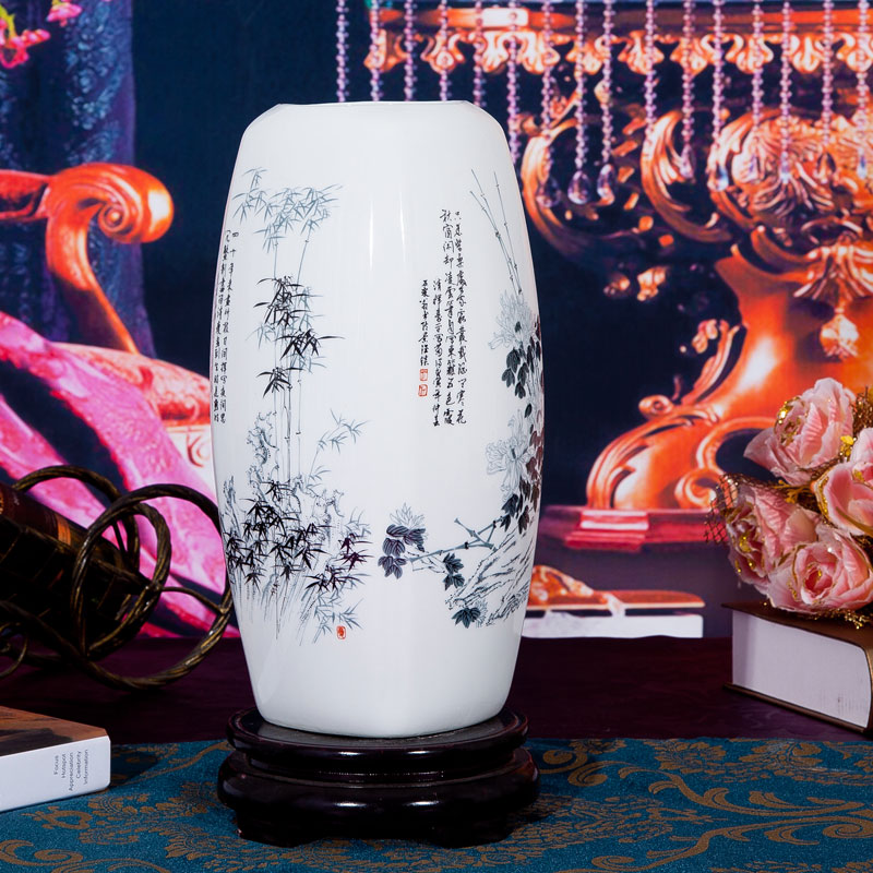 Jingdezhen modern fashion by patterns ceramic lucky bamboo flower vase sijunzi household ornaments