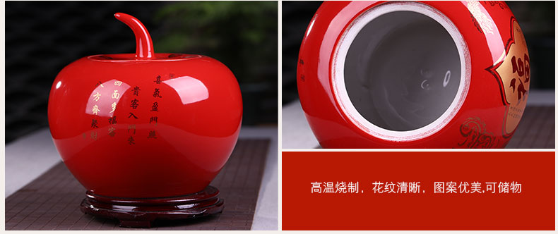 Send China red apple base of jingdezhen ceramics handicraft furnishing articles creative decorative household act the role ofing is tasted a wedding gift