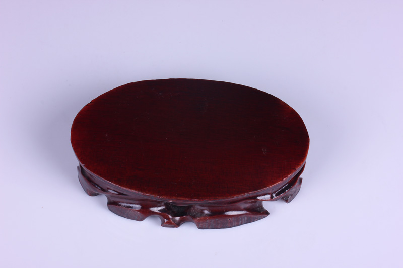 Solid wood ShouGong jade carved on the base of irregular ellipse flat look strange stone base seat tea vase base
