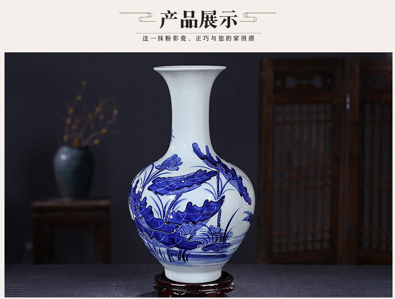 Jingdezhen ceramics craft anaglyph blue and white porcelain vases, modern household adornment handicraft decoration parts