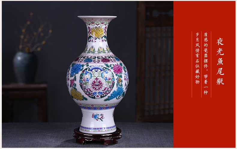 Jingdezhen ceramics enamel see colour blue and white porcelain luminous powder enamel floret bottle home furnishing articles sitting room decoration gifts