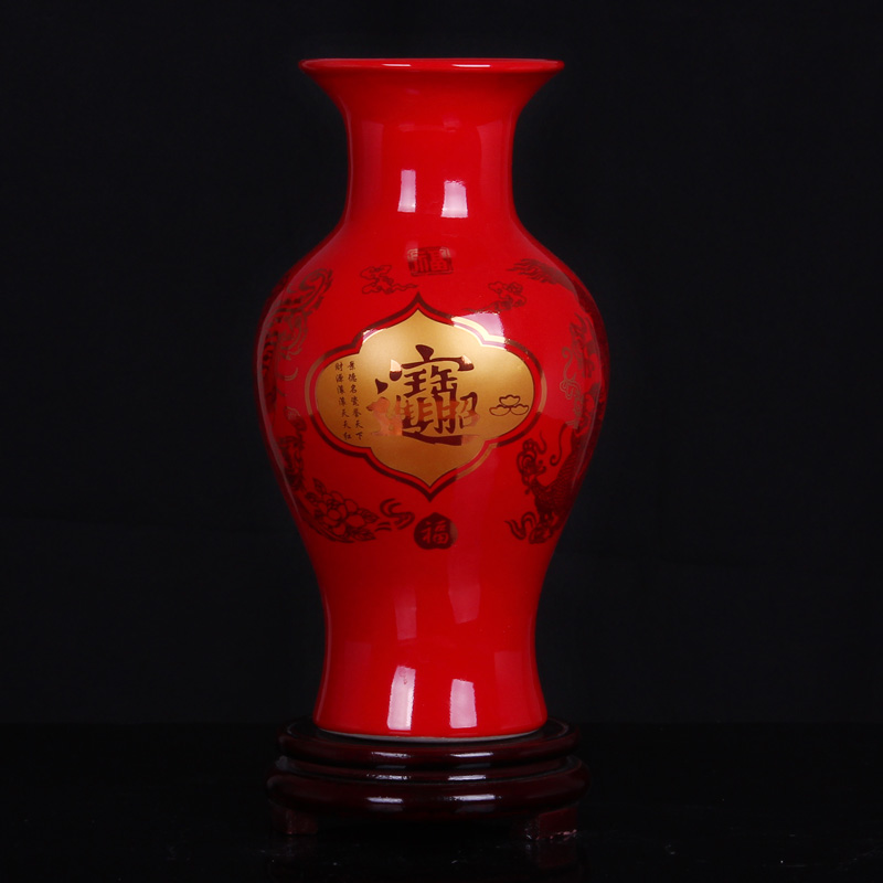 Jingdezhen Chinese red paint ceramic vase longfeng dense eggs a thriving business fashion wedding gifts gifts