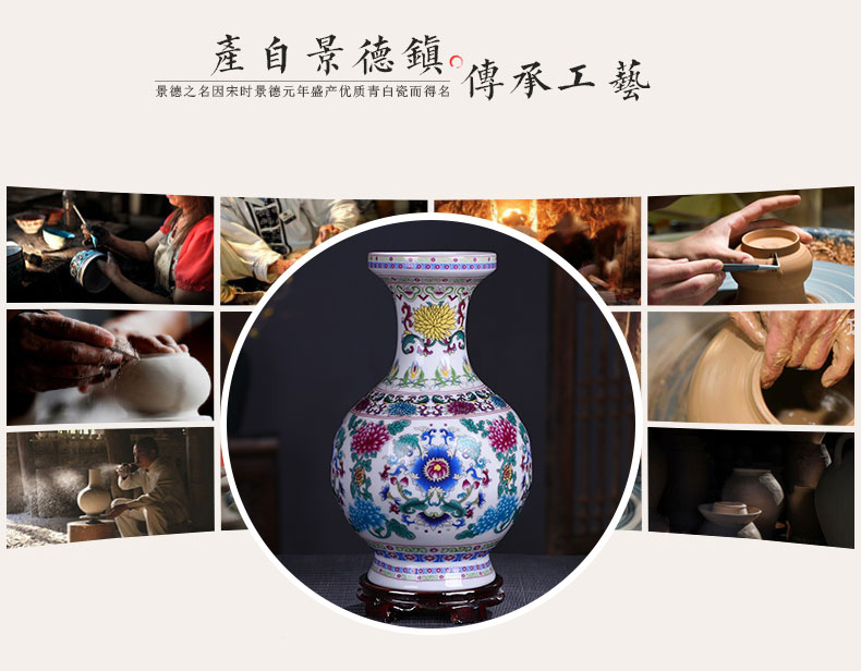 Jingdezhen ceramics enamel see colour blue and white porcelain luminous powder enamel floret bottle home furnishing articles sitting room decoration gifts