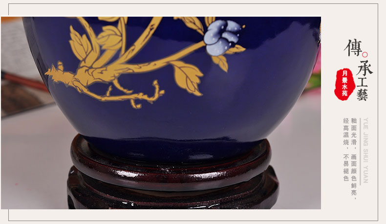 Jingdezhen ceramic vase furnishing articles XFX rich blue red process decorative vase peony gold China dense eggs